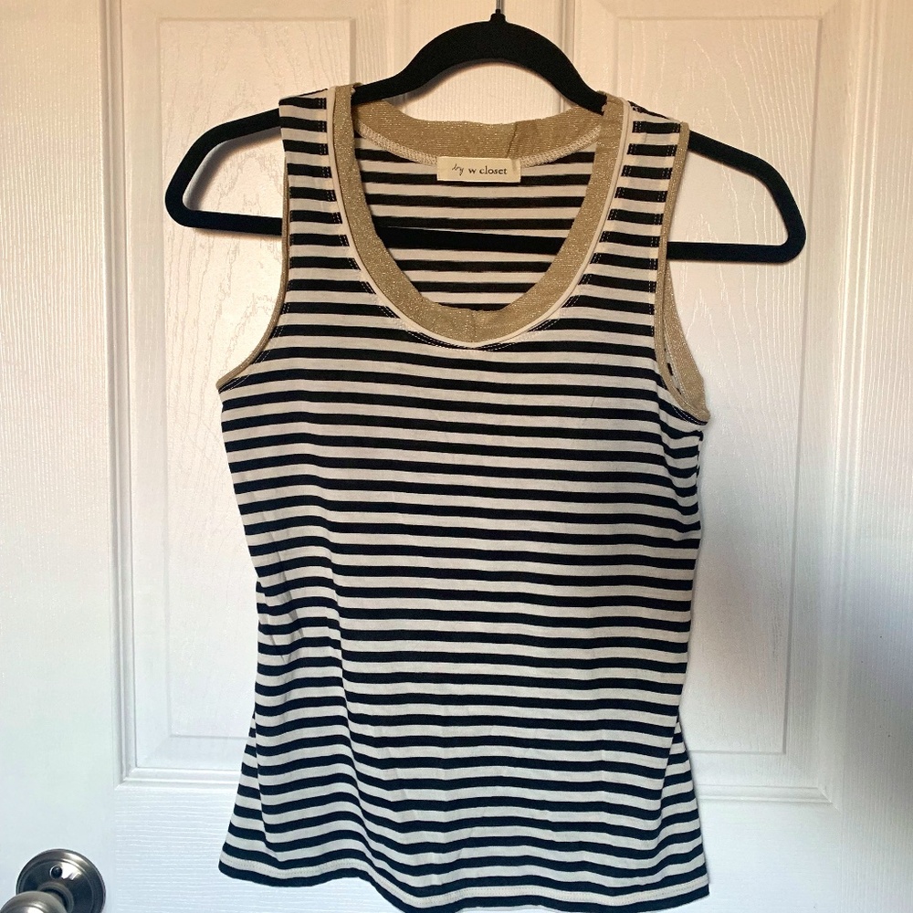 Stripped Tank Top with a Little Gold Trim
